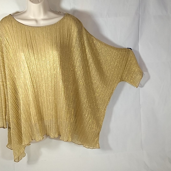 Gold Lame Top cha cha vente Size Large Party Blouse Holiday New Years Party - Picture 6 of 9